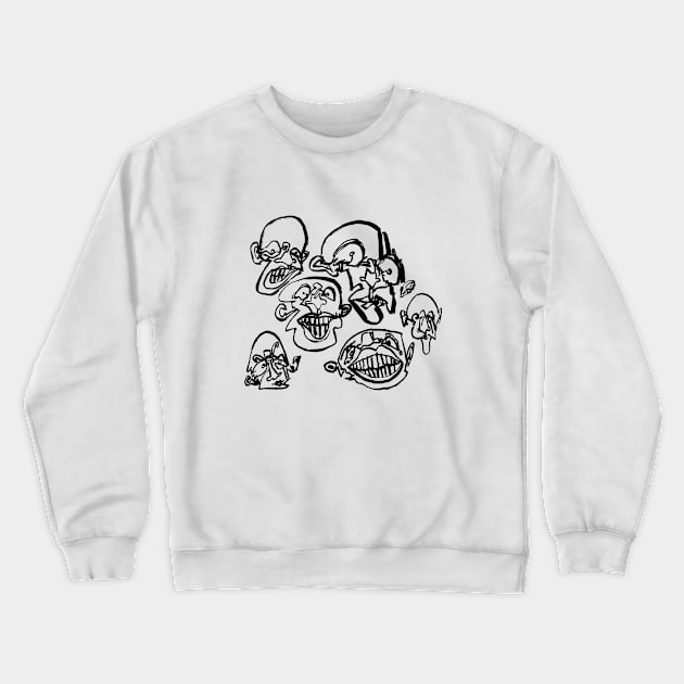 Multiple faces #2 - Psychedelic Line Ink Drawing with Art Style Crewneck Sweatshirt by MrBenny